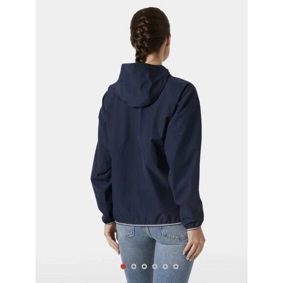 Helly Hansen Women's Koster Rain Jacket XL Navy Hooded Waterproof Rain Coat NWT - Picture 2 of 15